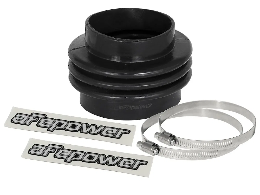 59-00081 – AFE Air Intake Hose Coupler, Straight Reducer 4 Inch Diameter x 3-1/2 Inch Length Triple Bellow Black Sili...